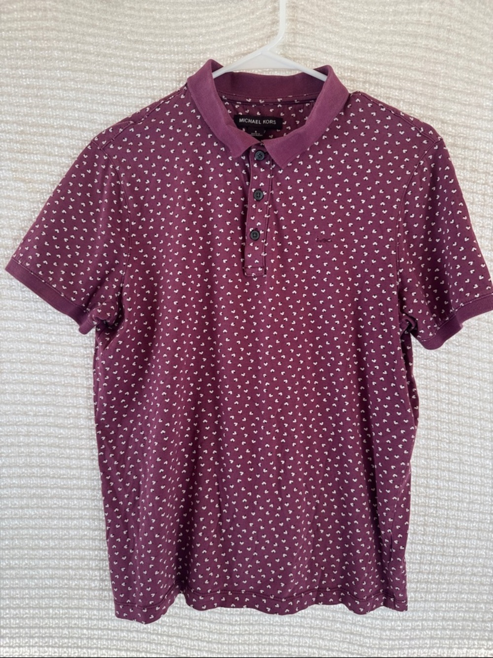 Michael Kors Men's Maroon Polo with White Micro Motif